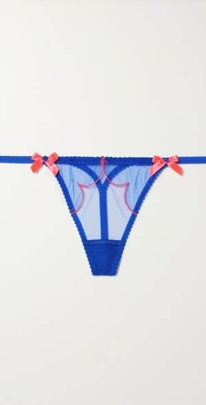 Agent Provocateur Lorna Bow Embellished Embroidered Tulle Thong