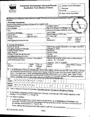 Fillable Online General Permits And Notice Of Intent Formsmdeq Ms Gov