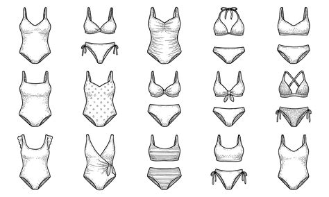 Hand Drawn Swimsuit Bikini Set Graphic By Sempu Creative Fabrica