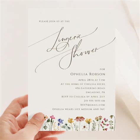 Colorful Wildflower Beige Lingerie Shower Invitation Zazzle