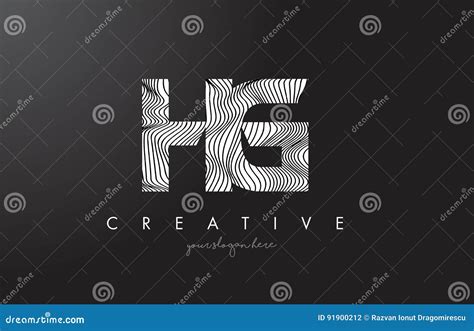 Hg H G Letter Logo With Zebra Lines Texture Design Vector Stock Vector