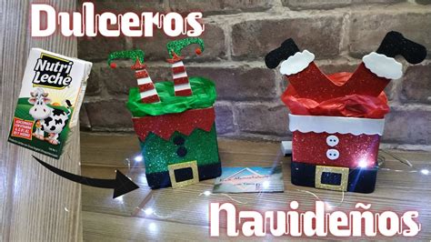 Dulceros Navide Os Reciclando Una Caja De Leche Dulcero De Santa