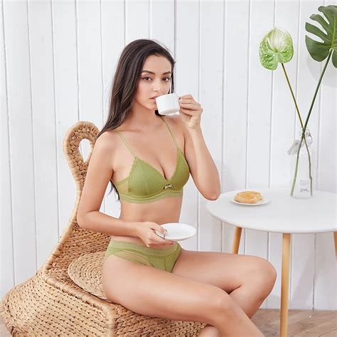 New French Sexy Lace Lingerie Set Wire Free Soft Triangle Cup Hollow Bra And Panty Set Buy