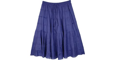 Midnight Blue Tiered Short Skirt In Cotton Short Skirts Blue