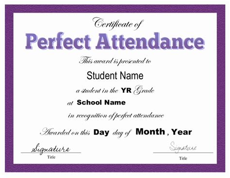 √ 20 Perfect attendance Award Wording ™ | Dannybarrantes Template