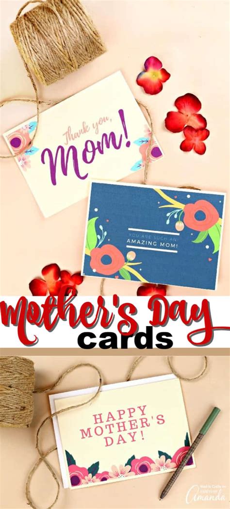 Printable Mother's Day Cards: make your own floral DIY Mother's Day card