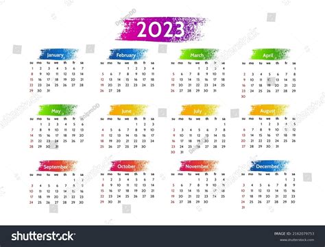 Salendar 2023 Isolated On White Background Stock Vector Royalty Free