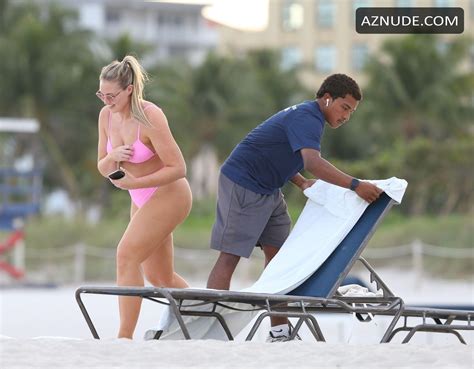 Iskra Lawrence Sexy Curves At The Beach In A Pink Bikini In Miami Aznude