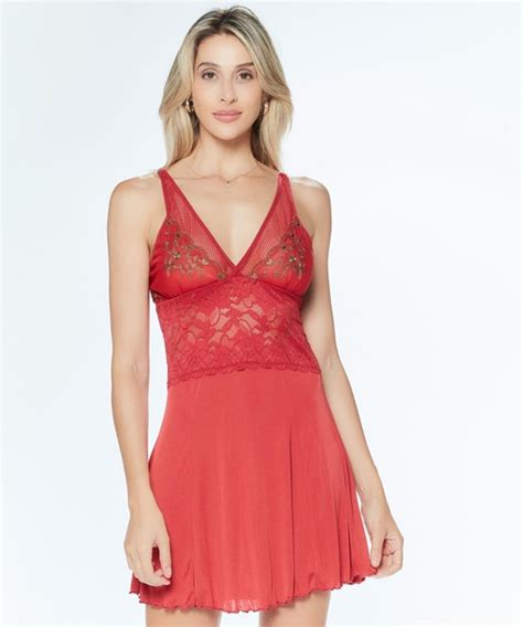 Camisola Toda Tule E Renda Art Renda Lingerie