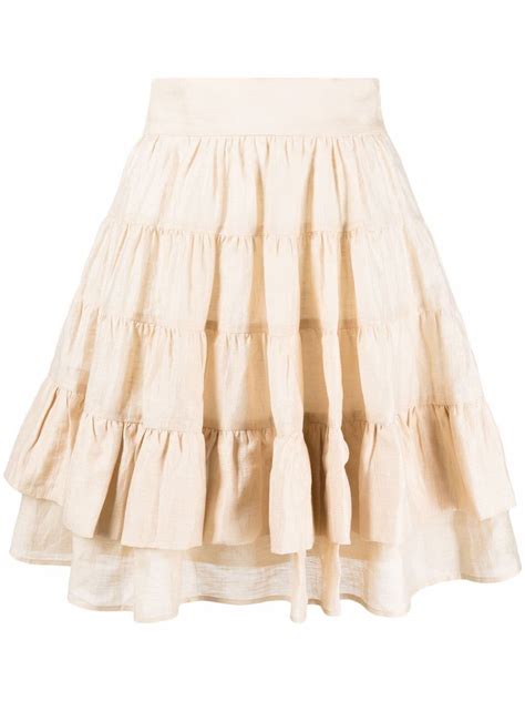 Buy Sandro Tiered Mini Skirt Neutrals At 40 Off Editorialist