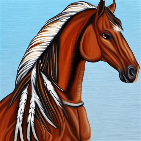 Buckskin Horse With Feathers In Mane Painting · Creative Fabrica