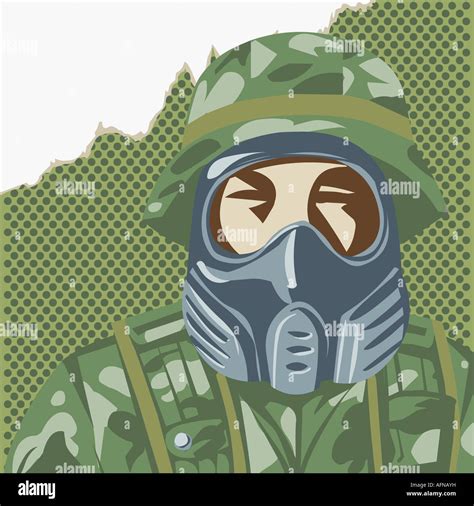 Army Soldier Wearing A Gas Mask Stock Photo Alamy