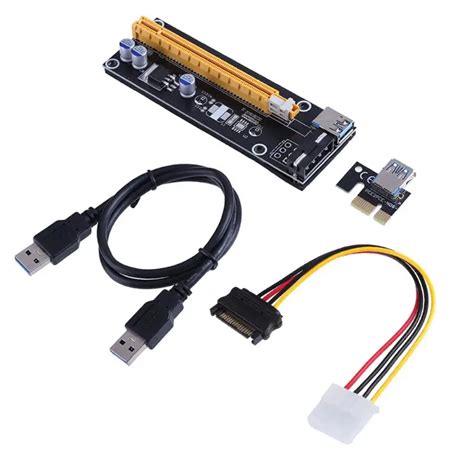 60cm Pci E Extender Pci Express Riser Card 1x To 16x Usb 30 Sata To 4pin Strengthen Power