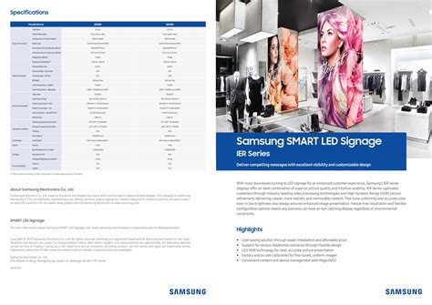 Pdf Samsung Smart Led Signage · Key Features Fine Tuned Uniformity Rigorous Factory