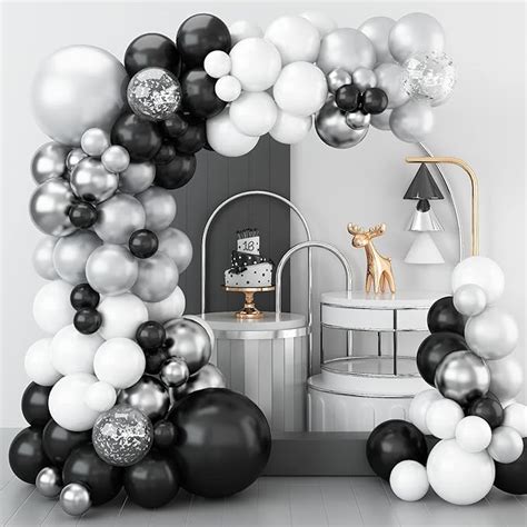 Amazon Metallic Silver Balloon Garland Arch Kit 108pcs Black And