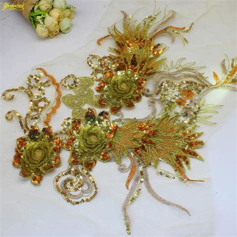 Aliexpress Buy Yackalasi D Flower Sequined Beaded Appliqued