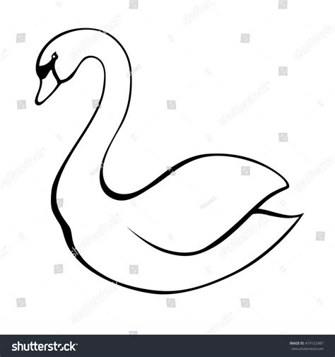 Swan Black White Bird Isolated Illustration Stock Vector (Royalty Free ...