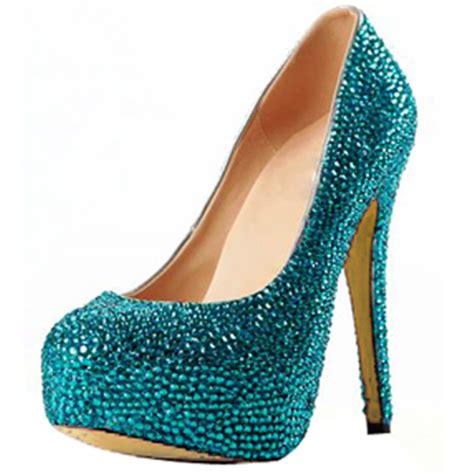 Leatherette Stiletto Heel Pumps Platform Closed Toe With Rhinestone