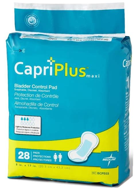 Medline Capri Plus Bladder Control Pads 8x17 168 Each Case