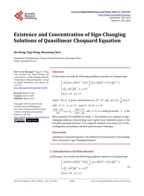 Pdf Existence And Concentration Of Sign Changing Solutions Of