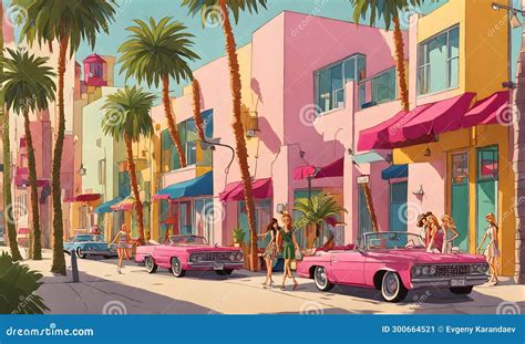 Cartoon Style Street Scene With Iconic Flair Royalty Free Stock Photo