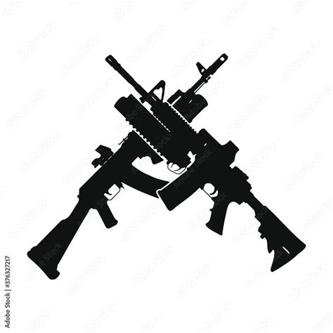 Crossed Ar And Ak Assault Rifle Silhouette Stock Adobe Stock