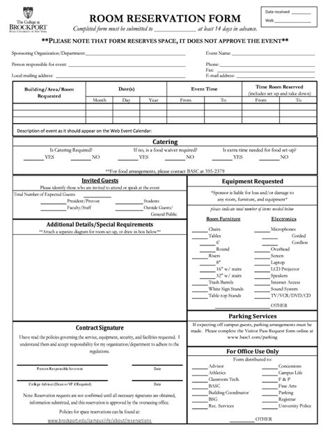 Fillable Online Brockport Event And Room Reservation Form Fax Email