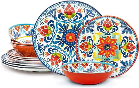 Amazon Zak Designs Melamine Dinnerware Set Piece Service For