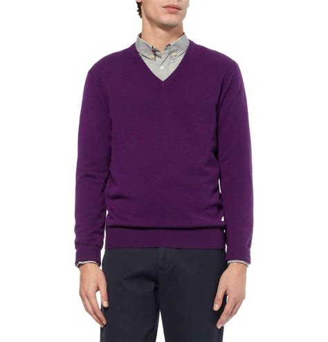 Lyst Jcrew Cashmere Vneck Sweater In Purple For Men