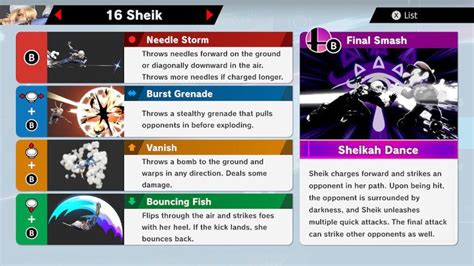 Sheik Super Smash Bros Ultimate Unlock Stats Moves