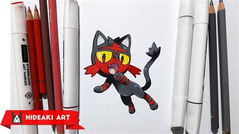 Speed Drawing Litten Pokemon Youtube