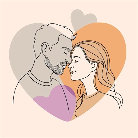 Un dibujo de una pareja con un corazón con un hombre y una mujer