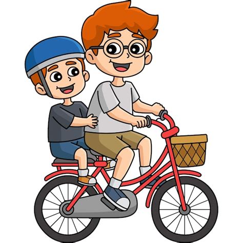 Premium Vector Father And Son Riding A Bike Cartoon Clipart