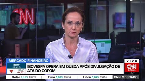 CNN MERCADO Ibovespa opera em queda após divulgação de ata do Copom