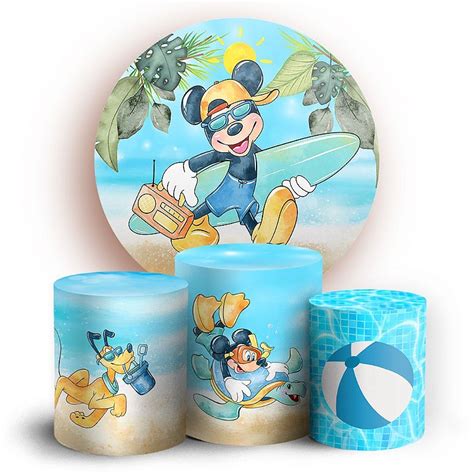 Kit Redondo E Trio Mickey Pool Party Sublimado D Sublistamps