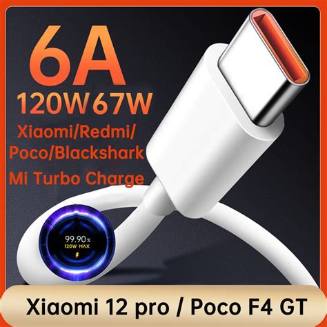 Xiaomi oryginalna turbosprężarka kabel Usb C 120w szybkie ładowanie 6A