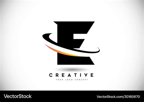 Letter E Swoosh Logo With Creative Curved Swoosh Vector Image