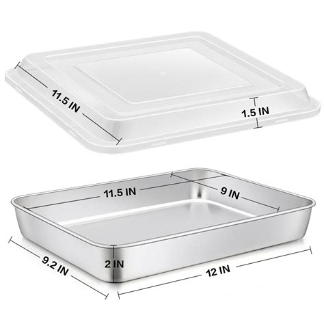 Stainless Steel Baking Pan With Lid Vesteel 12⅓ X 9¾ X 2 Inch Rectangle Sheet Cake Pans With