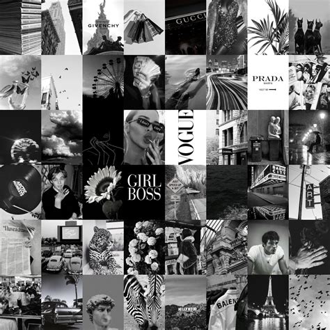 Black And White Wall Collage Kit B W Aesthetic Collage For Etsy