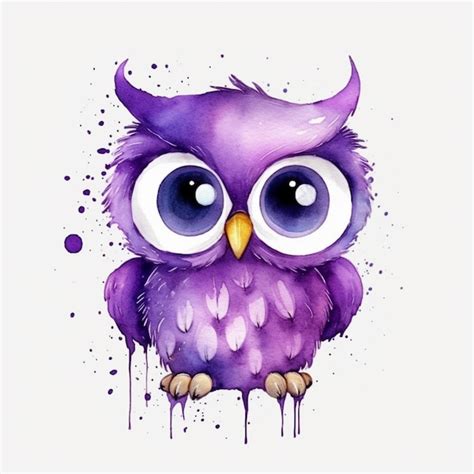 Watercolor Cute Owl Clipart Hand Drawn Clipart Isolated On White