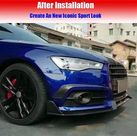 For Audi S6 A6 Sline C75 Sedan Facelift Glossy Black Front Bumper Lip