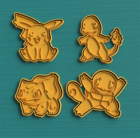 Descargar Archivo Stl Set Cortadores De Galletas Pokemon Objeto