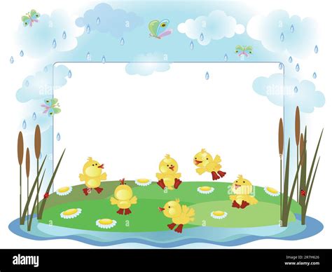 Duck ducklings pond Stock Vector Images - Alamy