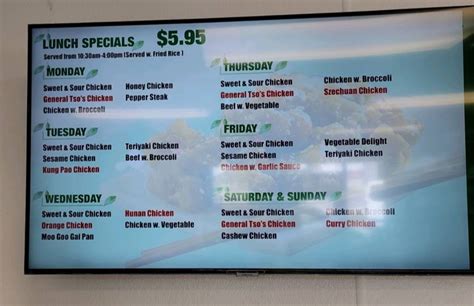 Menu At Green Tea Chinese Drive Thru Restaurant Green Bay E Mason St