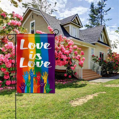 Love Is Love Rainbow LGBT Gay Pride Decorative Garden Flags 18 X 12 5 Inch Anley Flags