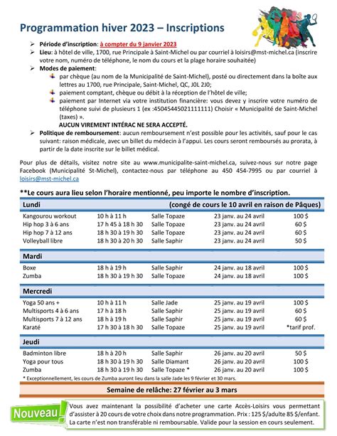 Voici toutes les informations... - Municipalité St-Michel