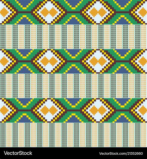 African Kente Cloth Ethnic Fabric Seamless Vector Image