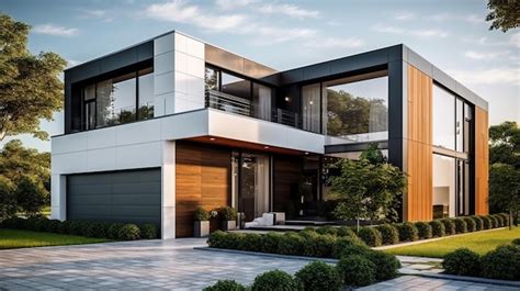 Premium Ai Image A Modern Home With A Black And White Exterior And A