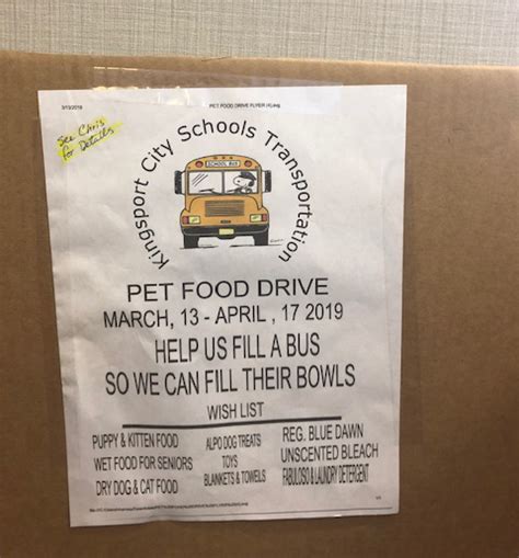 Kingsport City Schools Transportation - Pet Food Drive - WorkSpace ...