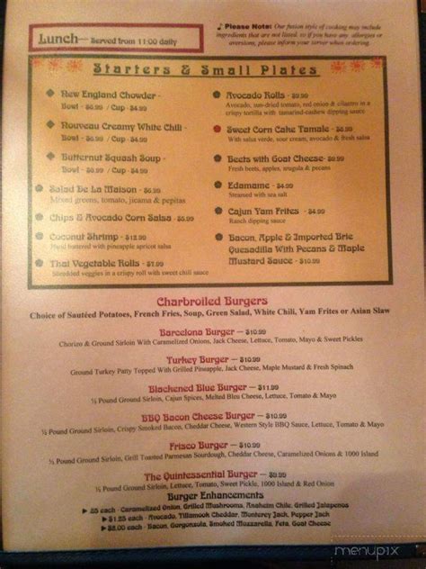 Menu Of Cafe Nouveau In Ventura Ca 93001